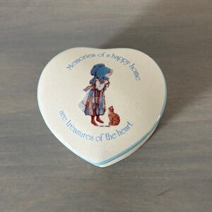 Holly Hobbie Blue Girl Stoneware Trinket Box 1978 Memories Of A Happy Home Japan